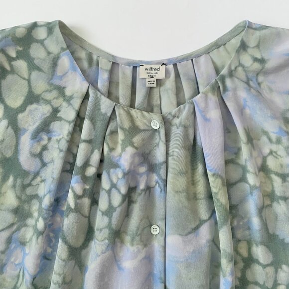 Aritzia Wilfried Silk Abstract Print Shirt Dress Tunic Green Blue Cottagecore - Picture 4 of 13